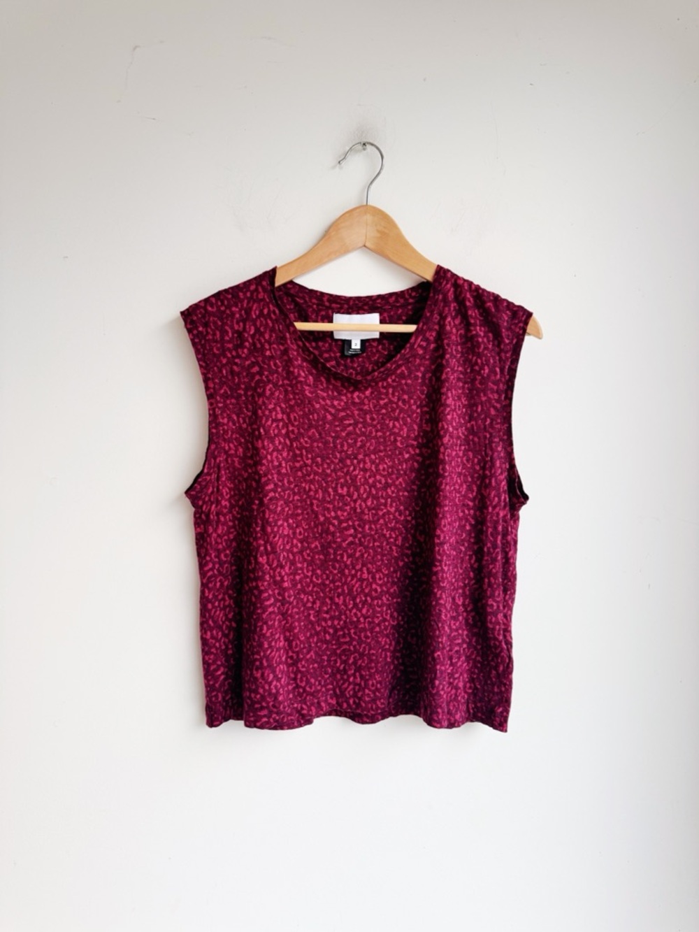 Current/Elliott The Jax Red Leopard Print Linen Tee Size 2 (M) - Picture 7 of 7